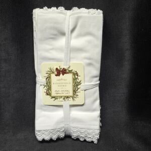 Ridgefield Home White Fringe 100% Cotton Napkin Set of Six 20" x 20" Napkins